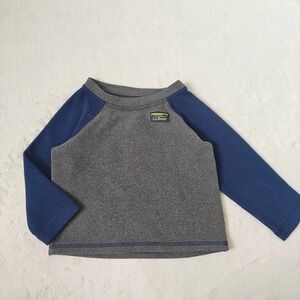 LL Bean Baby Fleece Pullover Sweatshirt Long Sleeve Gray Navy Blue 6-12 Months